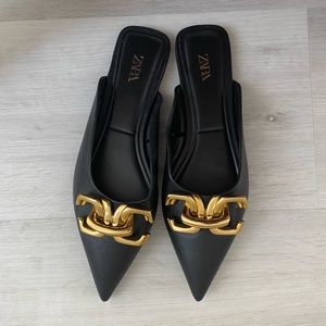 Zara Buckled Flat Mules size 10/41